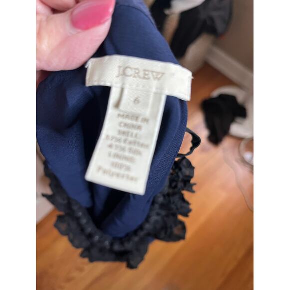 J. Crew navy/black silk and cotton sleeveless blouse size 6 Fully line side zip - Picture 5 of 5